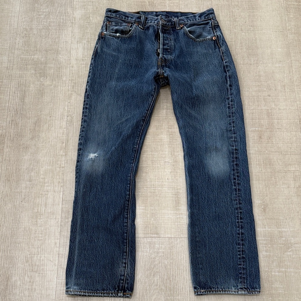 Levi's 501 Original Fit Jeans w30 L30 Button Fly Vintage Classic Straight Icon - Picture 3 of 13